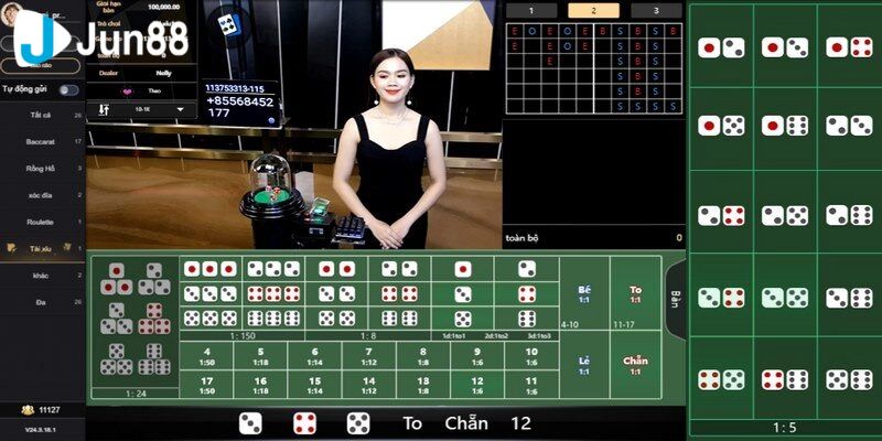 Trò chơi tài xỉu xí ngầu với ba viên xí ngầu.